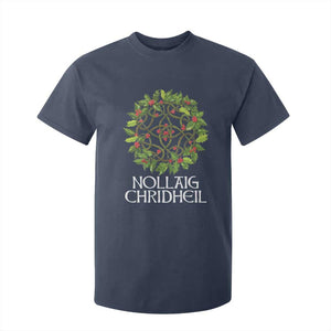 Scottish Merry Christmas T Shirt For Kid Nollaig Chridhel Celtic Xmas Mistletoe TS11 Navy Print Your Wear