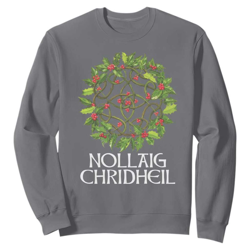 Scottish Merry Christmas Sweatshirt Nollaig Chridhel Celtic Xmas Mistletoe TS11 Charcoal Print Your Wear