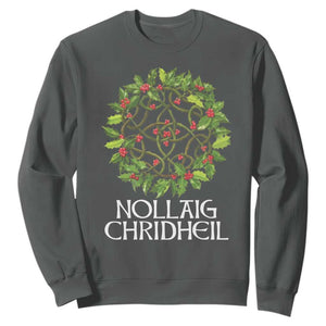Scottish Merry Christmas Sweatshirt Nollaig Chridhel Celtic Xmas Mistletoe TS11 Dark Heather Print Your Wear