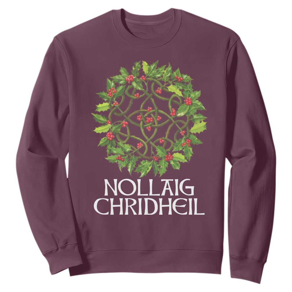 Scottish Merry Christmas Sweatshirt Nollaig Chridhel Celtic Xmas Mistletoe TS11 Maroon Print Your Wear