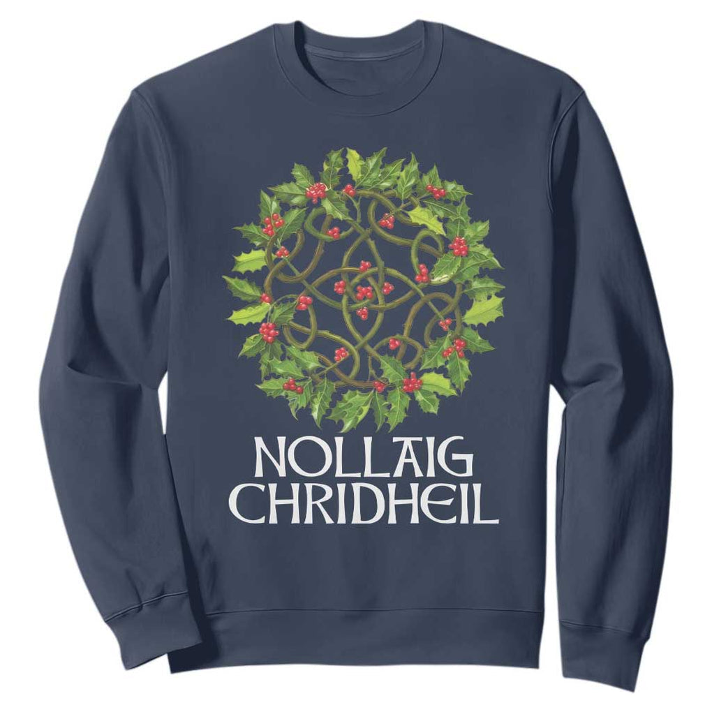 Scottish Merry Christmas Sweatshirt Nollaig Chridhel Celtic Xmas Mistletoe TS11 Navy Print Your Wear