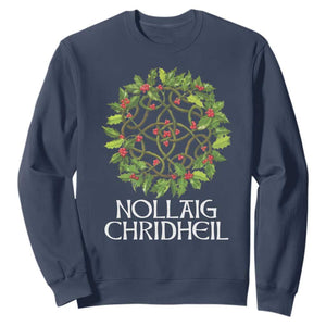 Scottish Merry Christmas Sweatshirt Nollaig Chridhel Celtic Xmas Mistletoe TS11 Navy Print Your Wear