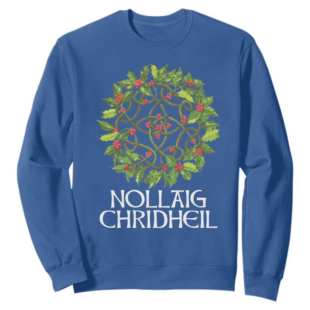 Scottish Merry Christmas Sweatshirt Nollaig Chridhel Celtic Xmas Mistletoe TS11 Royal Blue Print Your Wear