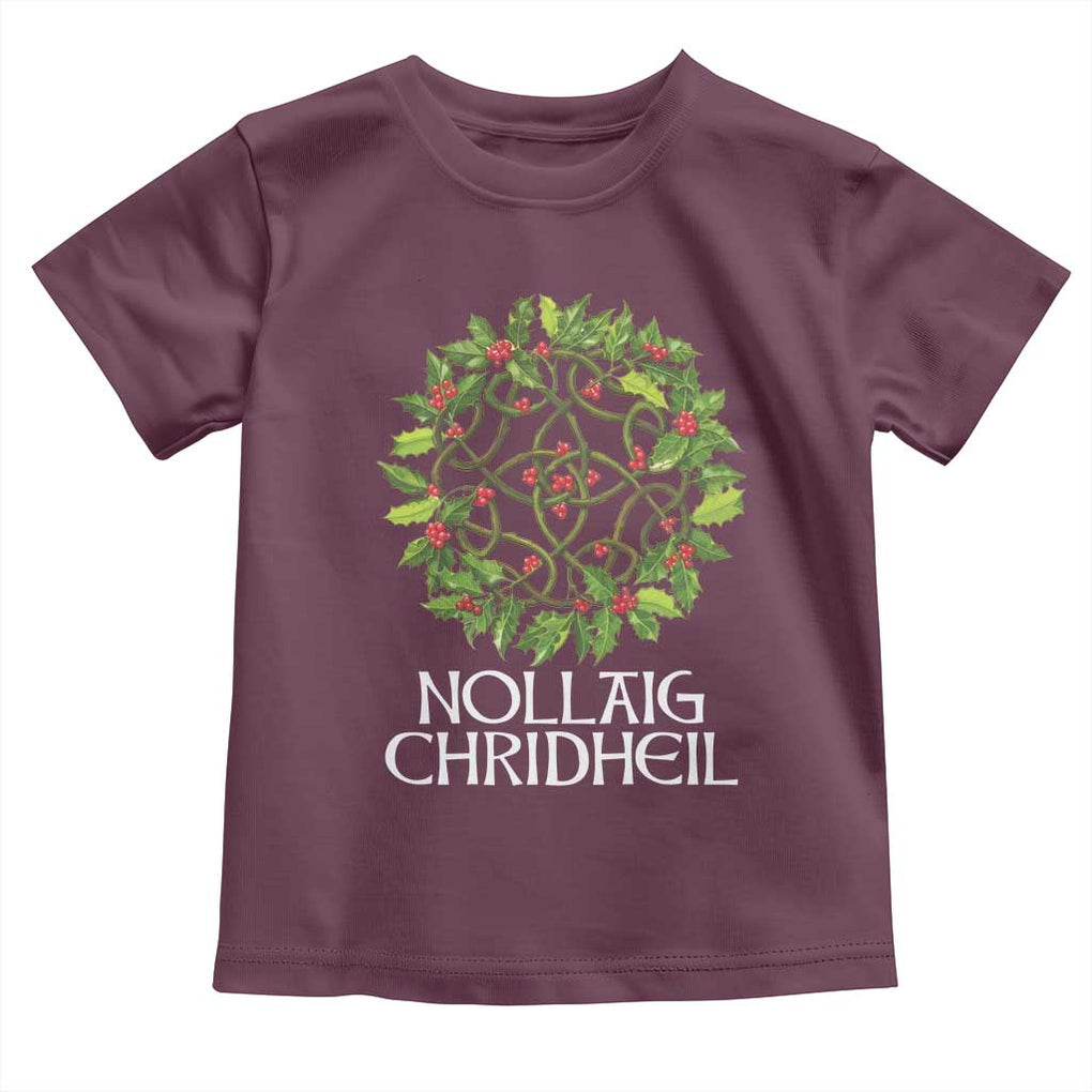 Scottish Merry Christmas Toddler T Shirt Nollaig Chridhel Celtic Xmas Mistletoe TS11 Maroon Print Your Wear