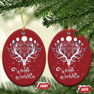 Winter Solstice Yule Pagan Xmas Reindeer Christmas Ornament TS11 Oval Red Print Your Wear