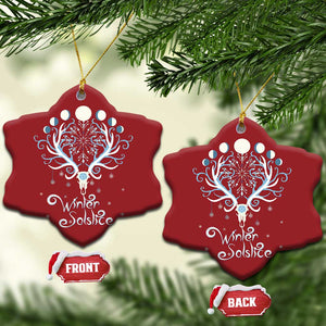 Winter Solstice Yule Pagan Xmas Reindeer Christmas Ornament TS11 Snow Flake Red Print Your Wear