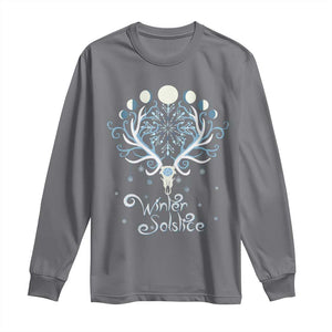 Winter Solstice Yule Pagan Christmas Reindeer Long Sleeve Shirt TS11 Charcoal Print Your Wear