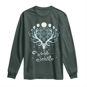 Winter Solstice Yule Pagan Christmas Reindeer Long Sleeve Shirt TS11 Dark Forest Green Print Your Wear