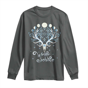 Winter Solstice Yule Pagan Christmas Reindeer Long Sleeve Shirt TS11 Dark Heather Print Your Wear