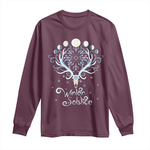 Winter Solstice Yule Pagan Christmas Reindeer Long Sleeve Shirt TS11 Maroon Print Your Wear