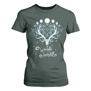 Winter Solstice Yule Pagan Christmas Reindeer T Shirt For Women TS11 Dark Forest Green Print Your Wear