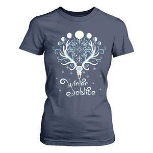 Winter Solstice Yule Pagan Christmas Reindeer T Shirt For Women TS11 Navy Print Your Wear