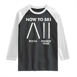 Funny Skiing Instructor Raglan Shirt How To Ski Food Lover Winter Sport TS11 Black White Print Your Wear