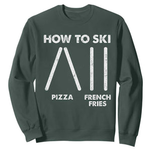 Funny Skiing Instructor Sweatshirt How To Ski Food Lover Winter Sport TS11 Dark Forest Green Print Your Wear