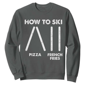 Funny Skiing Instructor Sweatshirt How To Ski Food Lover Winter Sport TS11 Dark Heather Print Your Wear
