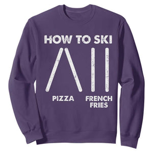 Funny Skiing Instructor Sweatshirt How To Ski Food Lover Winter Sport TS11 Purple Print Your Wear