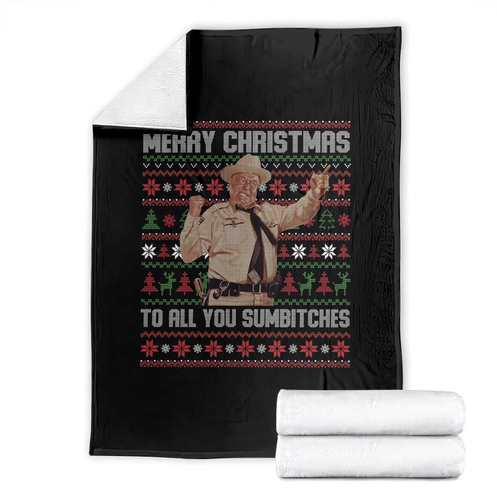 Merry Christmas To All You Sumbitches Throw Blanket Funny Smokey Xmas Movie The Bandit TS11 Black Print Your Wear