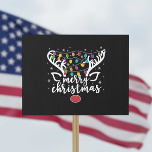 Funny Subtle Trump Xmas Hidden Message Merry Christmas Reindeer Protest Sign TS11 Horizontal 18" × 24" Black Print Your Wear