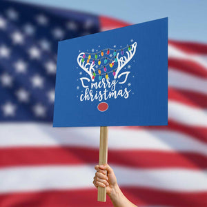 Funny Subtle Trump Xmas Hidden Message Merry Christmas Reindeer Protest Sign TS11 Horizontal 18" × 24" Blue Print Your Wear