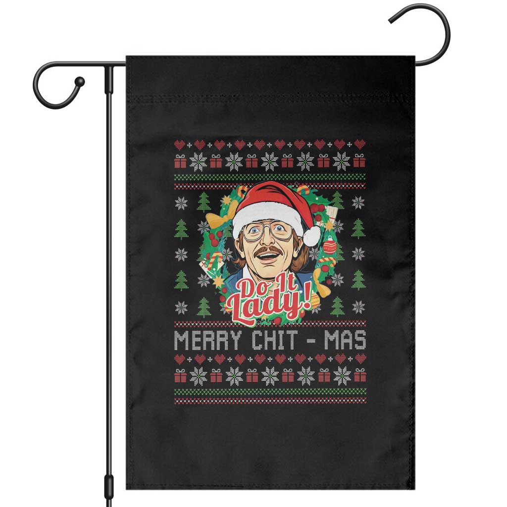 Funny Chit Christmas Garden Flag Merry Chit Mas Do It Lady Xmas Wreath TS11 Black Print Your Wear