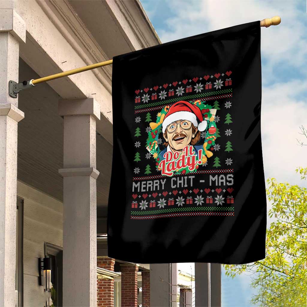 Funny Chit Christmas Garden Flag Merry Chit Mas Do It Lady Xmas Wreath TS11 Print Your Wear