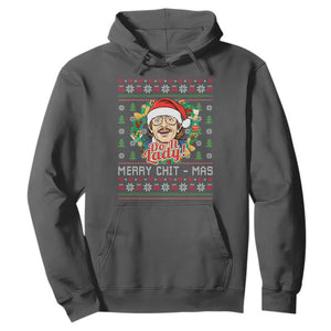 Funny Chit Christmas Hoodie Merry Chit Mas Do It Lady Xmas Wreath TS11 Dark Heather Print Your Wear