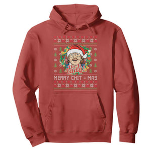 Funny Chit Christmas Hoodie Merry Chit Mas Do It Lady Xmas Wreath TS11 Red Print Your Wear