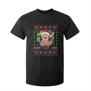 Funny Chit Christmas T Shirt For Kid Merry Chit Mas Do It Lady Xmas Wreath TS11 Black Print Your Wear