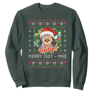 Funny Chit Christmas Sweatshirt Merry Chit Mas Do It Lady Xmas Wreath TS11 Dark Forest Green Print Your Wear