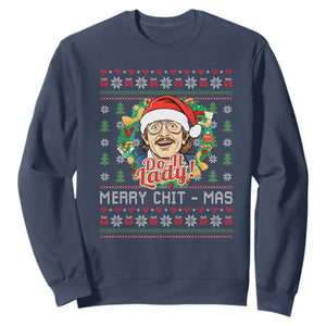 Funny Chit Christmas Sweatshirt Merry Chit Mas Do It Lady Xmas Wreath TS11 Navy Print Your Wear