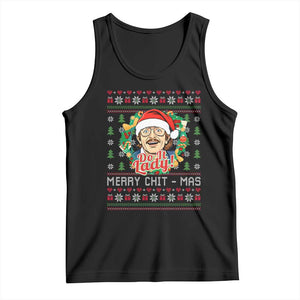 Funny Chit Christmas Tank Top Merry Chit Mas Do It Lady Xmas Wreath TS11 Black Print Your Wear