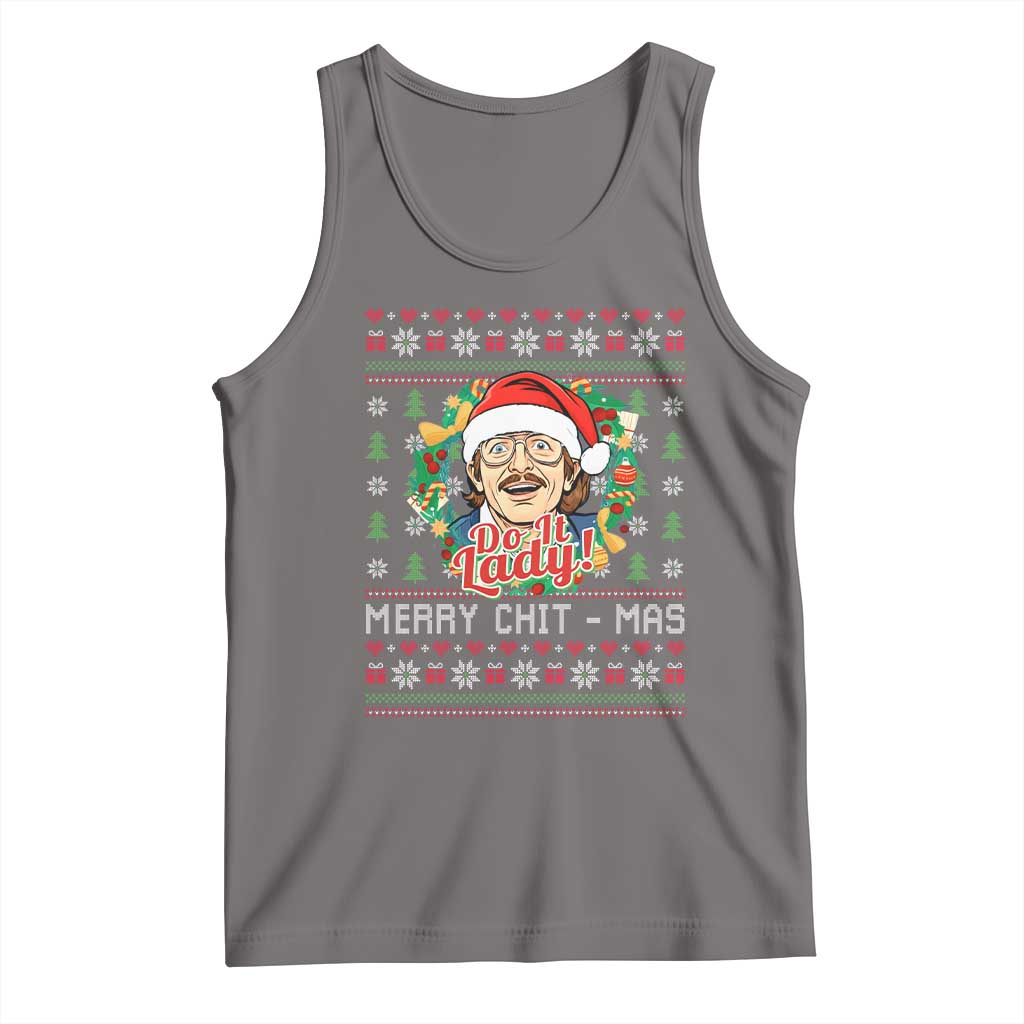 Funny Chit Christmas Tank Top Merry Chit Mas Do It Lady Xmas Wreath TS11 Deep Heather Print Your Wear