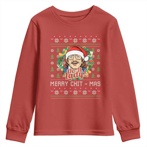 Funny Chit Christmas Youth Sweatshirt Merry Chit Mas Do It Lady Xmas Wreath TS11 Red Print Your Wear