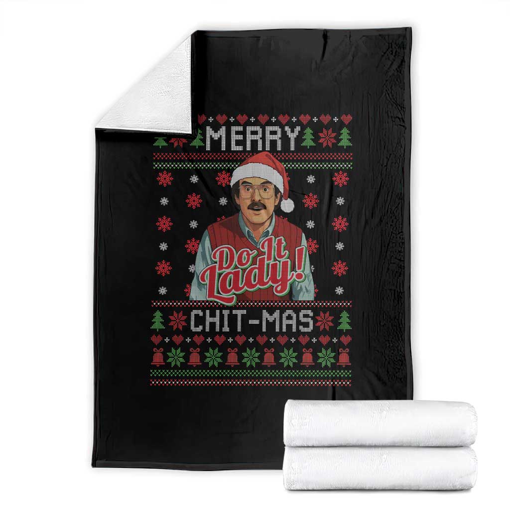 Funny Chit Christmas Throw Blanket Merry Chit Mas Do It Lady Ugly Xmas TS11 Black Print Your Wear