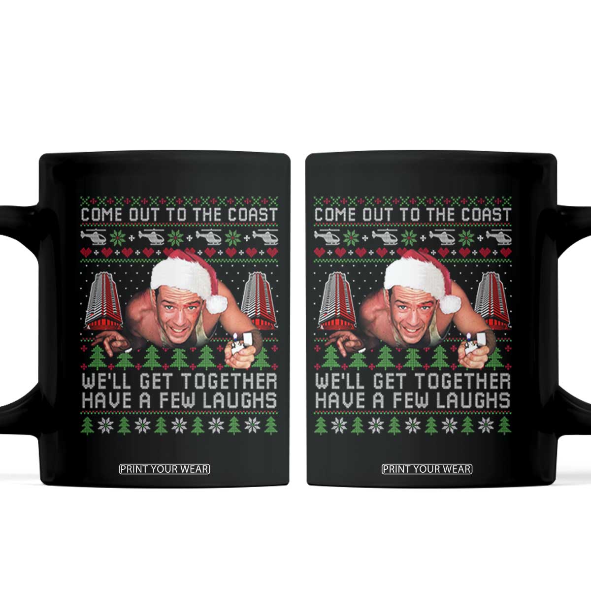 Funny Nakatomi Plaza Christmas Coffee Mug Come Out To The Coast John Xmas 80's Die Movie TS11 Black Print Your Wear