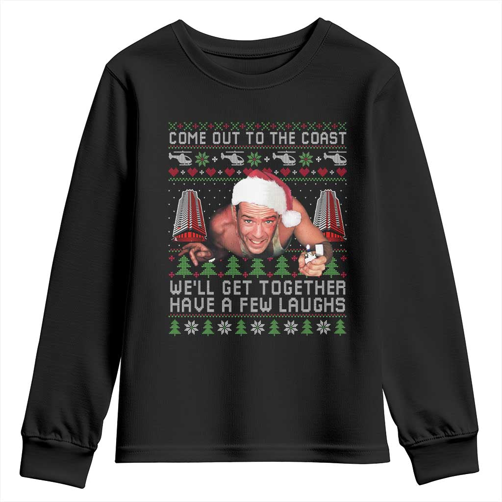 Funny Nakatomi Plaza Christmas Youth Sweatshirt Come Out To The Coast John Xmas 80's Die Movie TS11 Black Print Your Wear