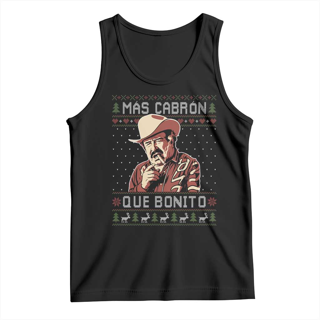 Funny Julian Garza Christmas Tank Top Mas Cabron Que Bonito Cowboy Holiday Mexican Xmas TS11 Black Print Your Wear