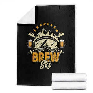 Brewski Skiing Beer Throw Blanket Funny Skiing Skier Ski Vacation TS11 Black Print Your Wear