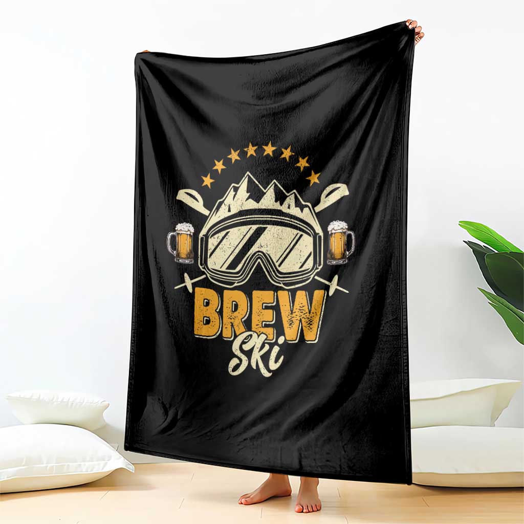 Brewski Skiing Beer Throw Blanket Funny Skiing Skier Ski Vacation TS11 Print Your Wear