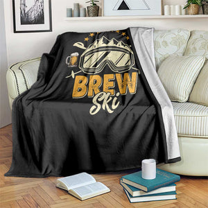 Brewski Skiing Beer Throw Blanket Funny Skiing Skier Ski Vacation TS11 Print Your Wear