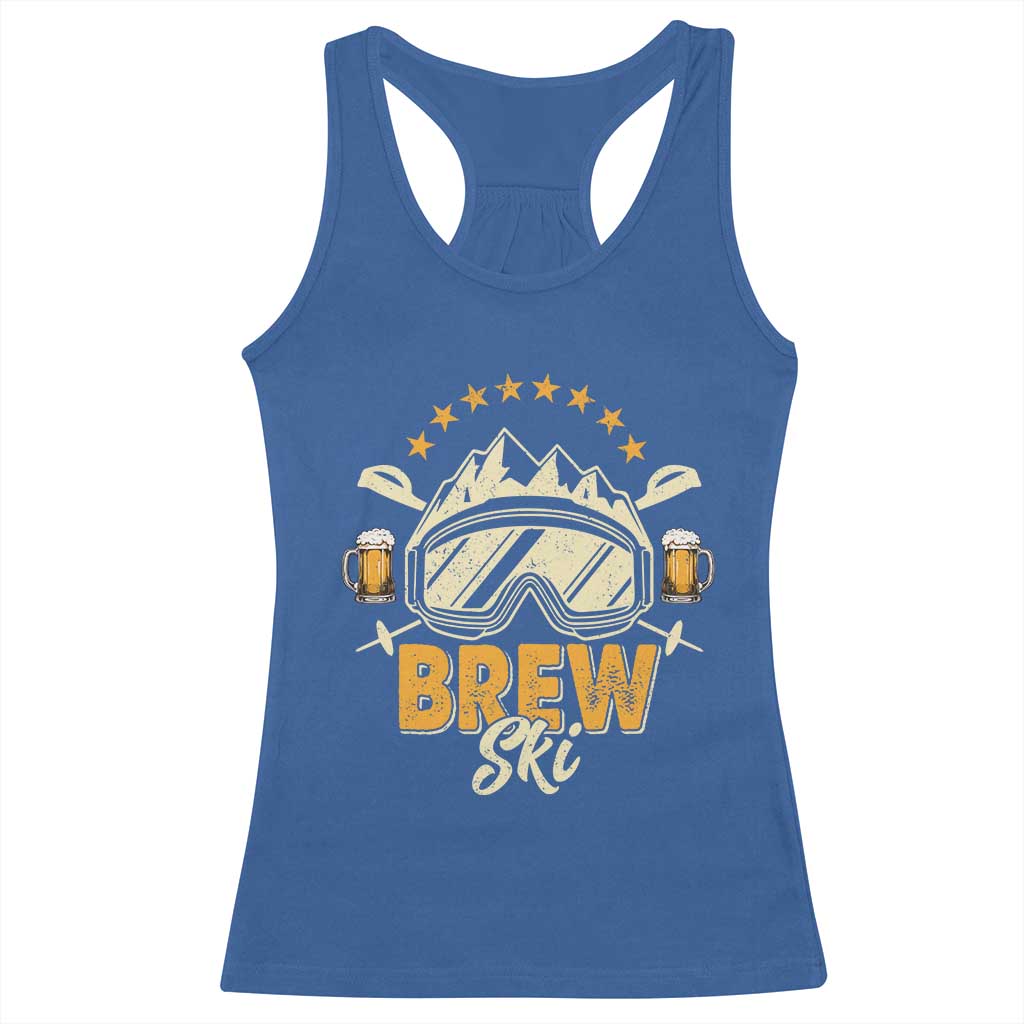 Brewski Skiing Beer Racerback Tank Top Funny Skiing Skier Ski Vacation TS11 Royal Blue Print Your Wear