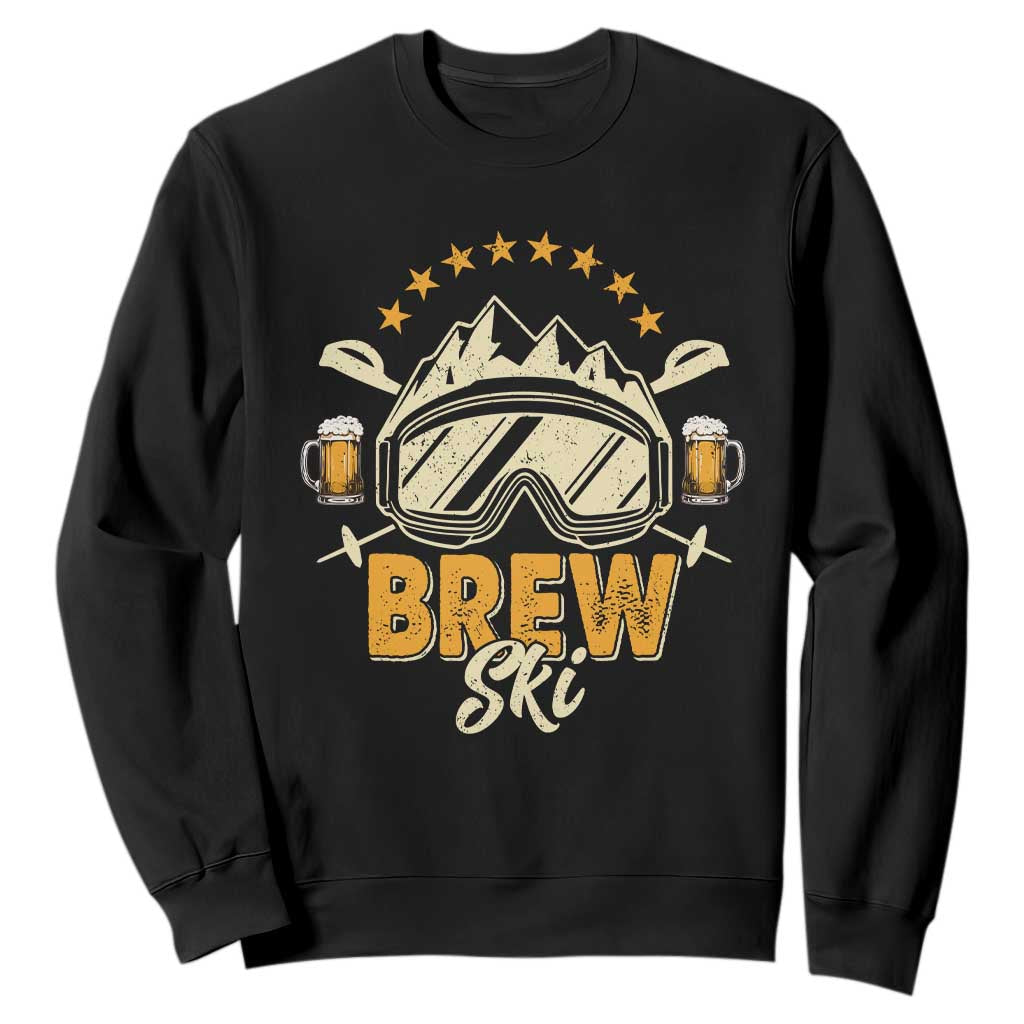 Brewski Skiing Beer Sweatshirt Funny Skiing Skier Ski Vacation TS11 Black Print Your Wear