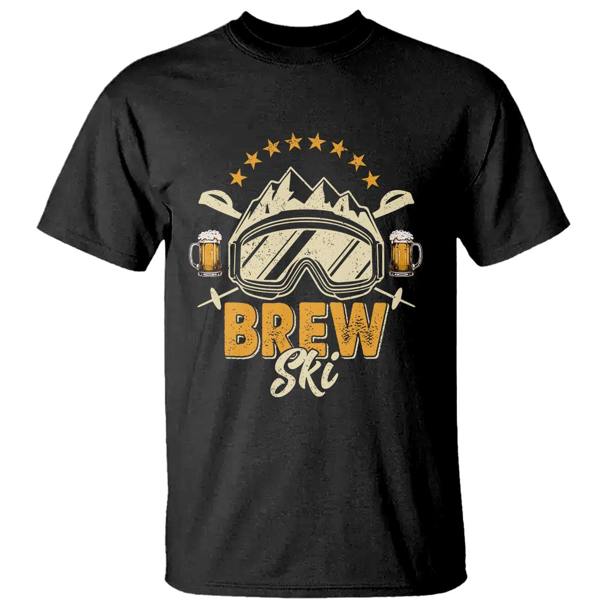 Brewski Skiing Beer T Shirt Funny Skiing Skier Ski Vacation TS11 Black Print Your Wear