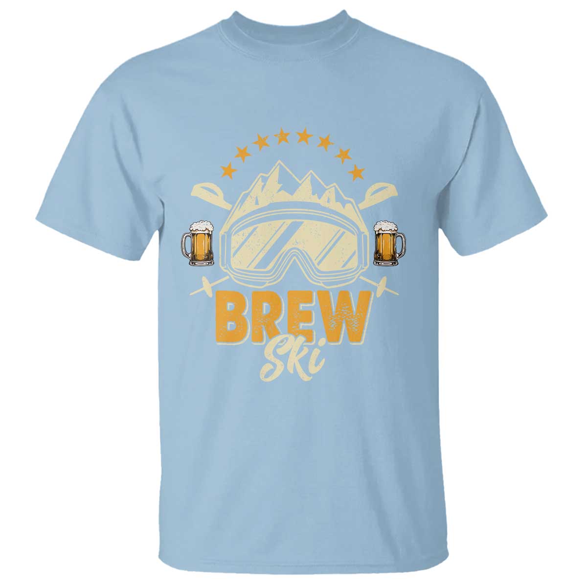 Brewski Skiing Beer T Shirt Funny Skiing Skier Ski Vacation TS11 Light Blue Print Your Wear