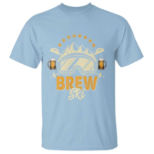 Brewski Skiing Beer T Shirt Funny Skiing Skier Ski Vacation TS11 Light Blue Print Your Wear
