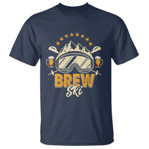 Brewski Skiing Beer T Shirt Funny Skiing Skier Ski Vacation TS11 Navy Print Your Wear