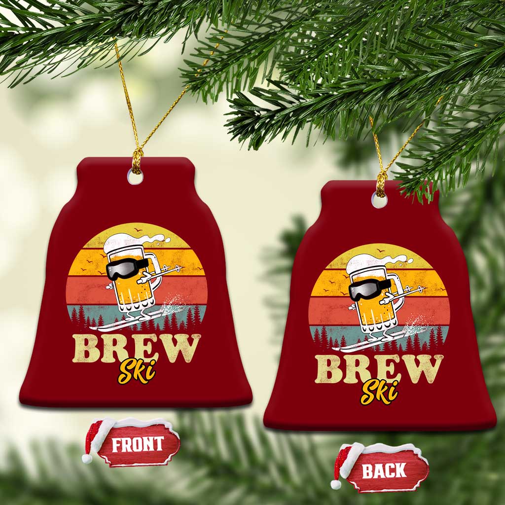 Brewski Skiing Beer Ceramic Ornament Funny Skiing Skier Ski Vacation Retro Sunset TS11 Print Your Wear