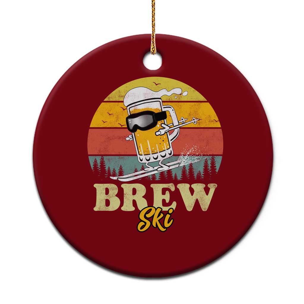 Brewski Skiing Beer Ceramic Ornament Funny Skiing Skier Ski Vacation Retro Sunset TS11 1pc Red Print Your Wear