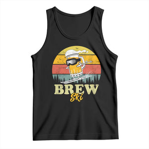 Brewski Skiing Beer Tank Top Funny Skiing Skier Ski Vacation Retro Sunset TS11 Black Print Your Wear