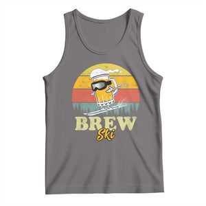 Brewski Skiing Beer Tank Top Funny Skiing Skier Ski Vacation Retro Sunset TS11 Deep Heather Print Your Wear